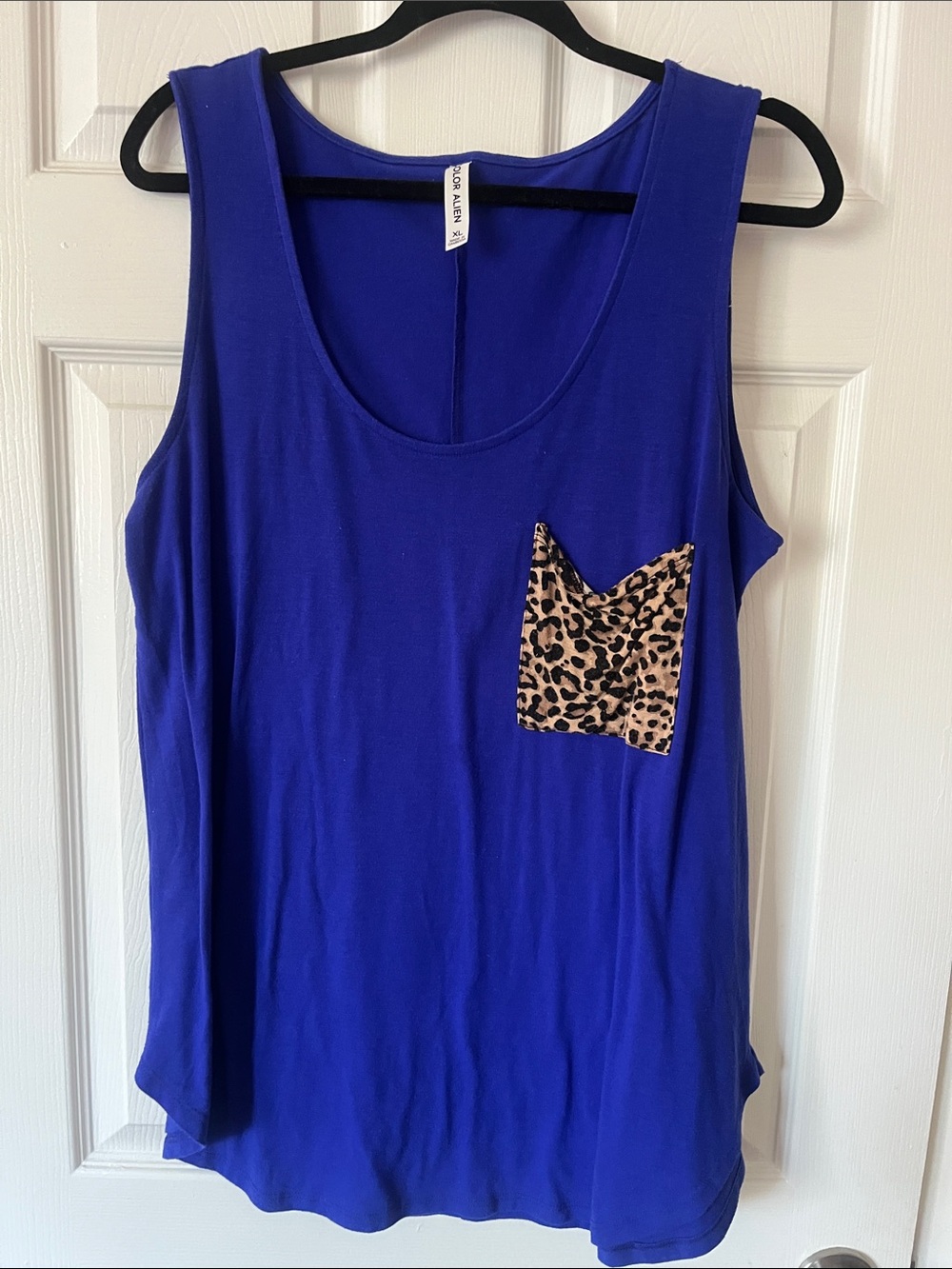 Royal Blue Tank Top with Leopard Pocket COLOR ALIEN - Picture 1 of 4